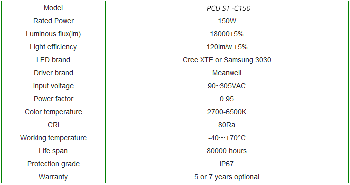 PCU-150W LED Street Light