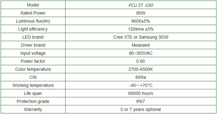 PCU-80W LED Street Light