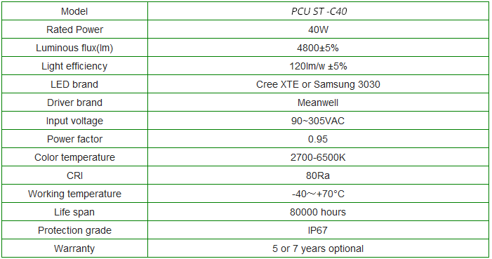 PCU-40W LED Street Light