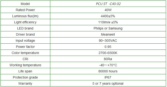 PCU-40W LED Street Light